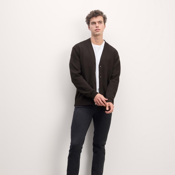 Everlane The Classic Cardigan in Everyday Cotton in Black, Size XXL - Picture 1 of 12